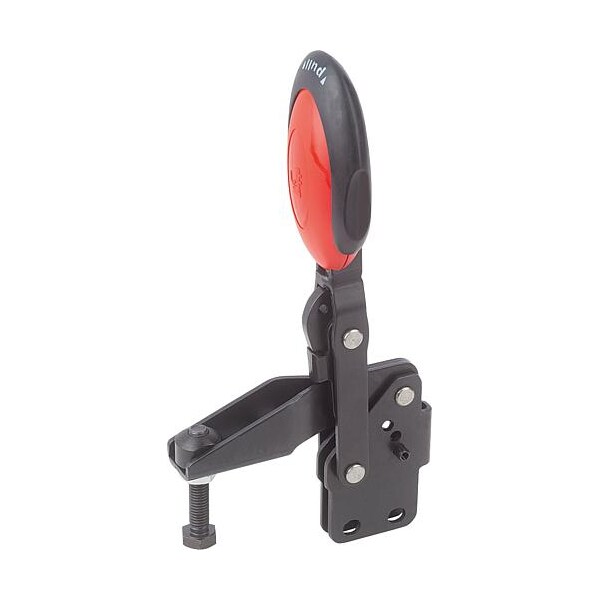 Vertical Toggle Clamps w. Safety Lock, straight foot, adj. spindle